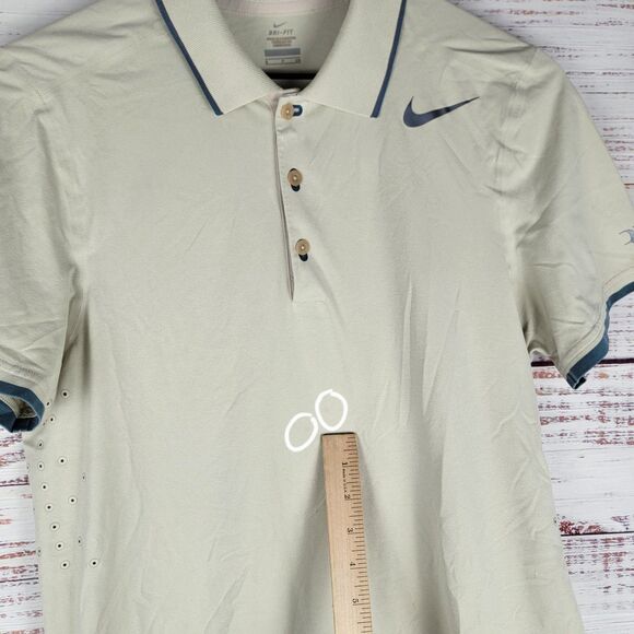 Nike Roger Federer Mens Size S Small RF Tennis Polo Shirt 2014 Brisbane Beige - Picture 5 of 15